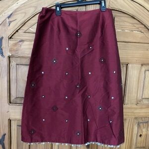 Ann Taylor Loft Silk Blend Embellished Skirt
